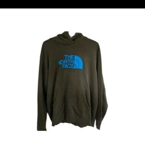 North Face Mens Hunter Green Mens Large Hoodie W Electric Blue Logo